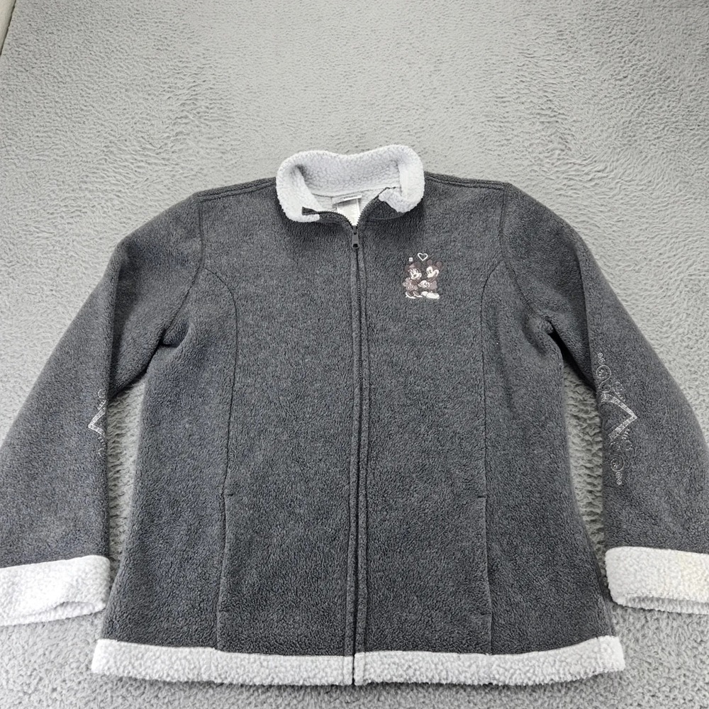 Walt Disney World Shirt Womens XL Gray Mickey And Minnie Love Heart Sherpa